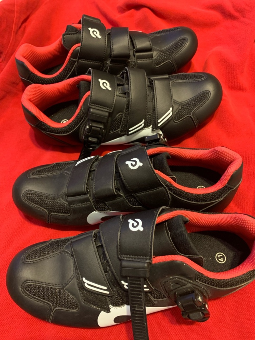 Peloton Black and Red Men's Athletic Cycling Shoes